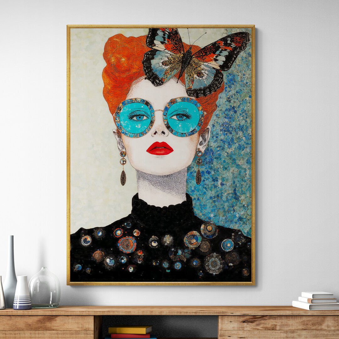 Opera artistica con stile contemporaneo, colori brillanti e tema glamour