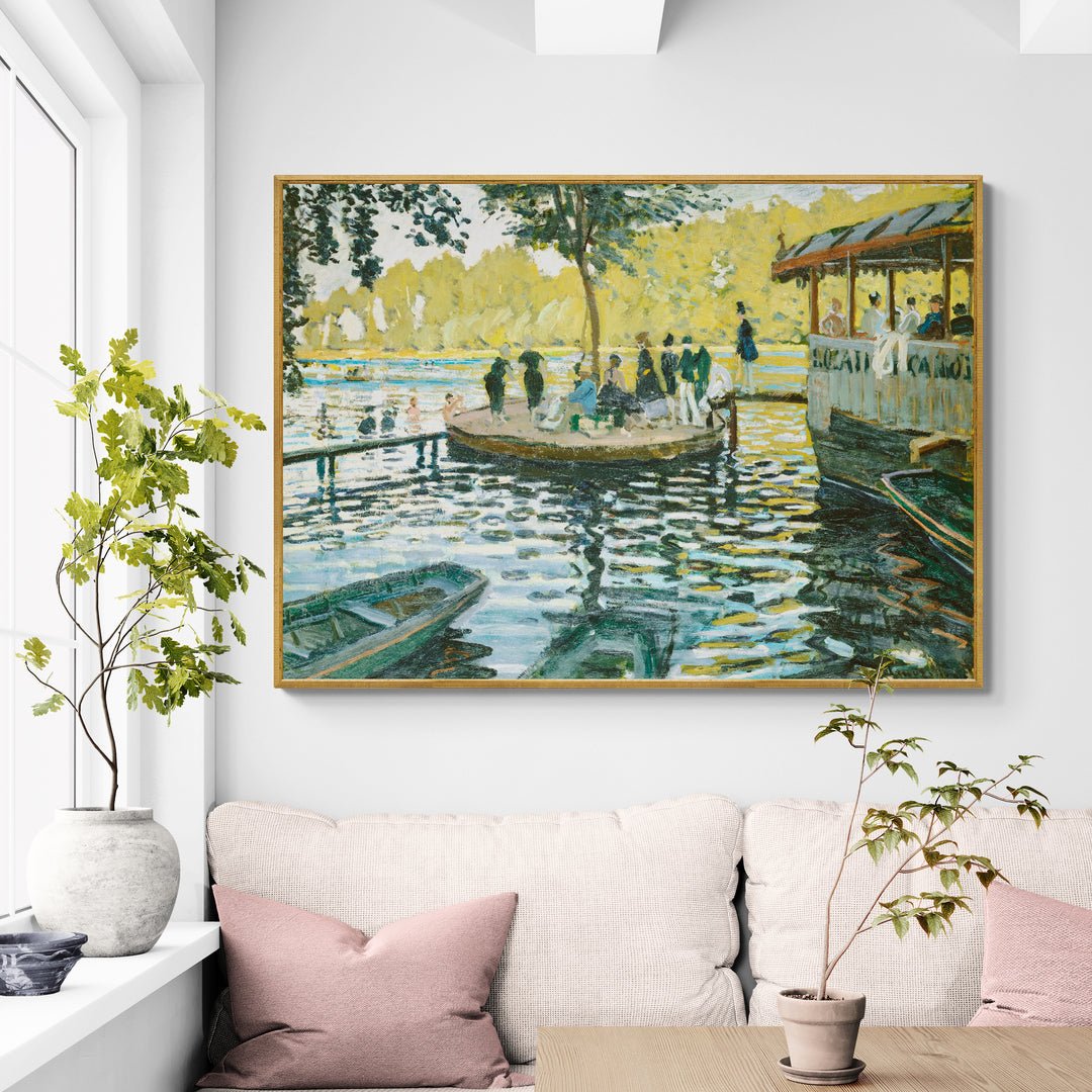 Vista ambiente con quadro La Grenouillère su parete soggiorno