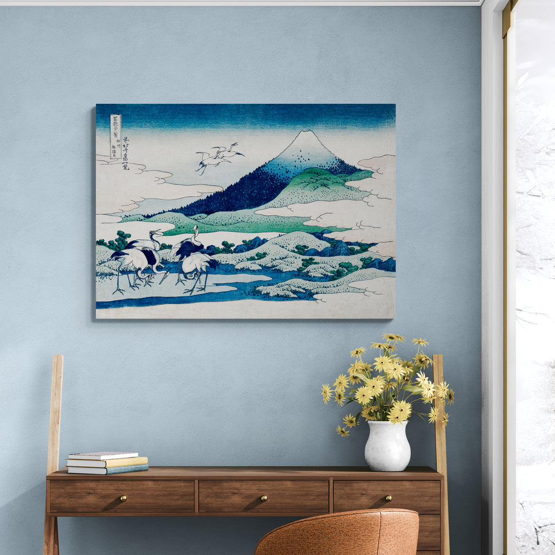 Stampa su tela di Hokusai con paesaggio giapponese