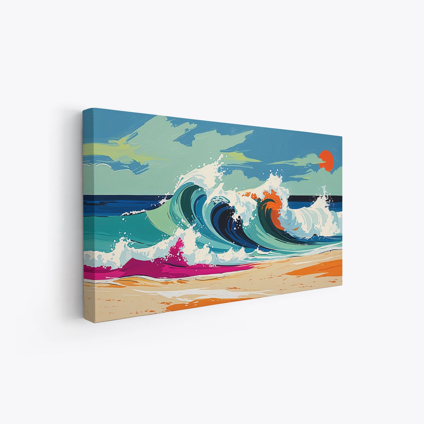 Quadro con onde e spiaggia in stile astratto moderno