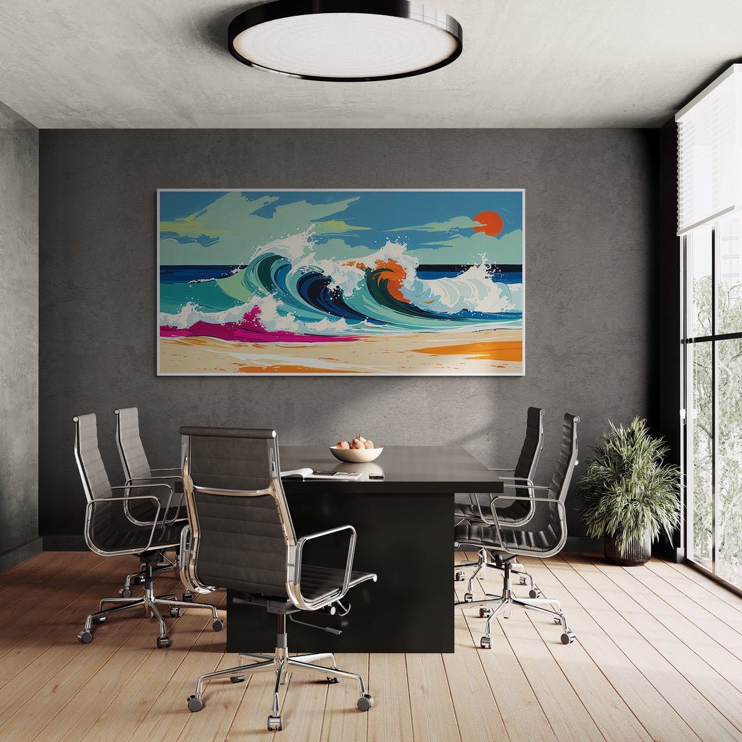Arte murale con mare agitato e pennellate decise