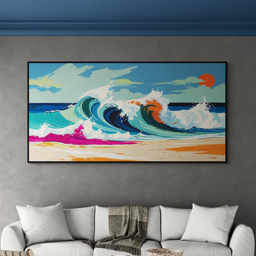 Tela decorativa con paesaggio di mare e dinamismo cromatico