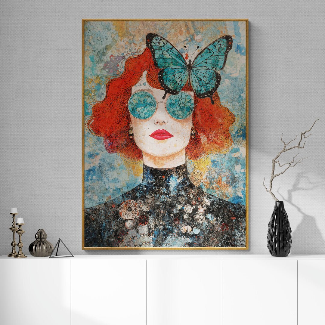 Opera pop-art con simboli di libertà e trasformazione