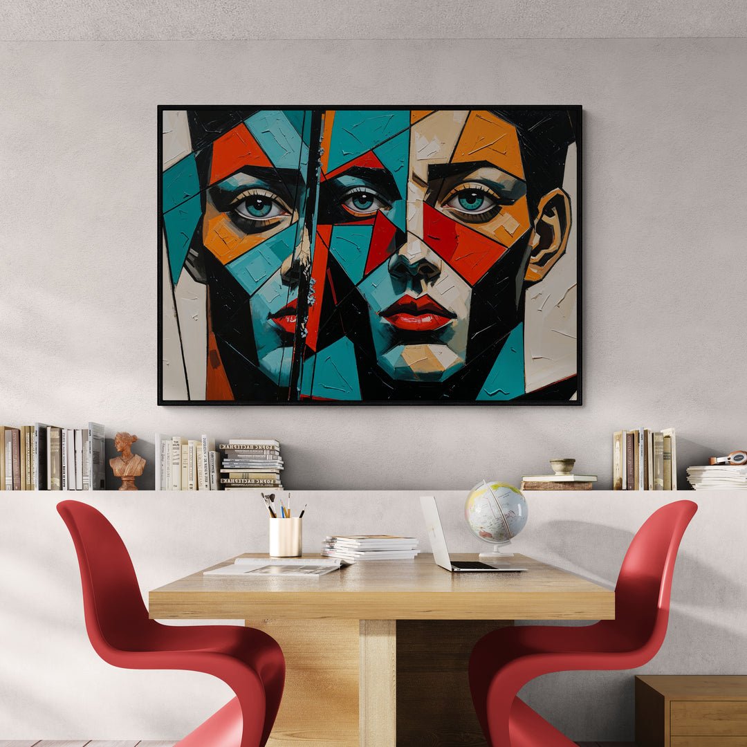 Composizione cubista moderna del volto nel quadro Riflessi distorti