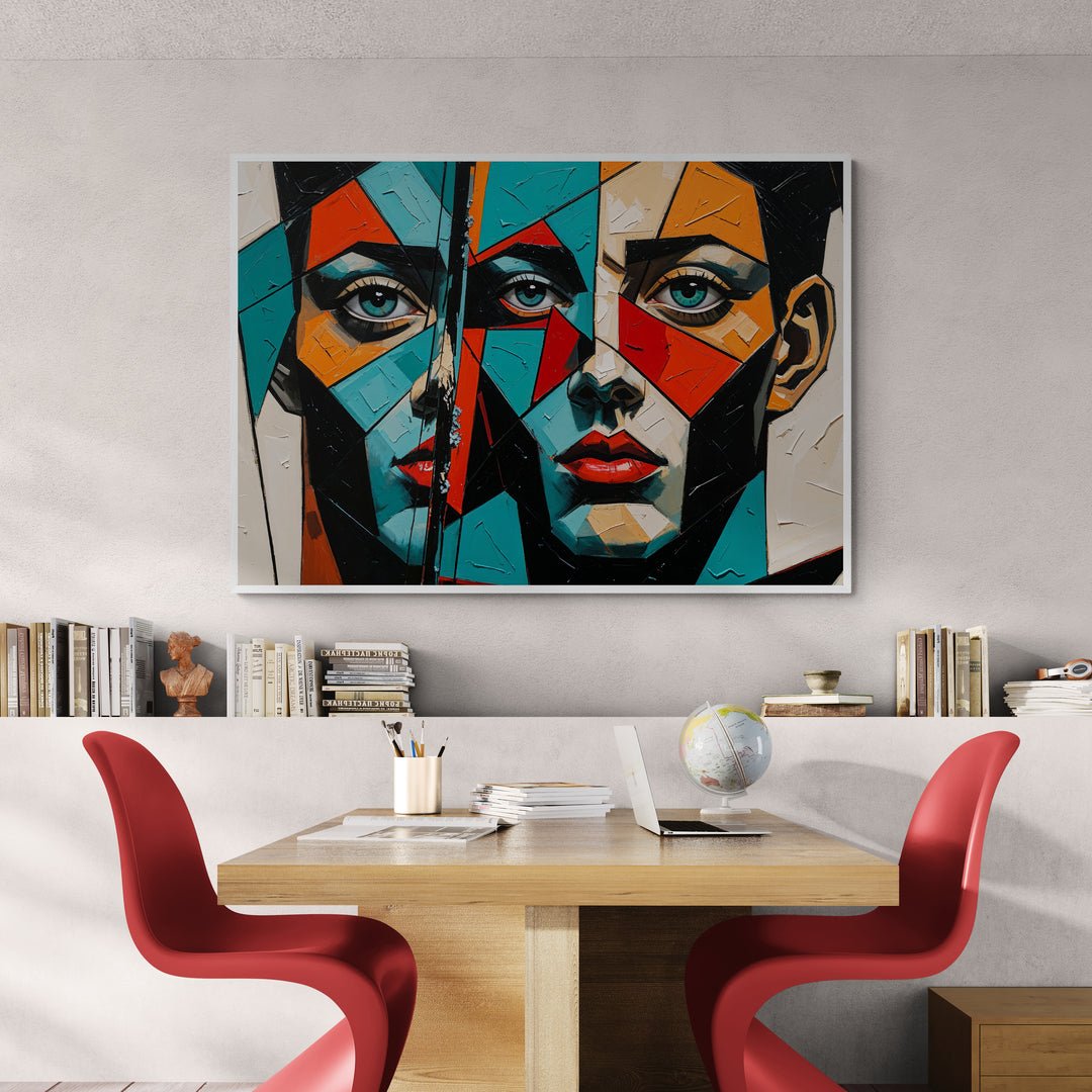 Quadro astratto Riflessi distorti ambientato in soggiorno moderno