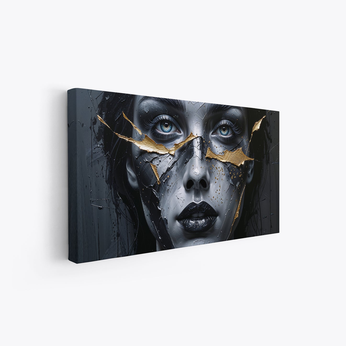 rinascita dorata ritratto moderno bianco nero oro stampa su policotone