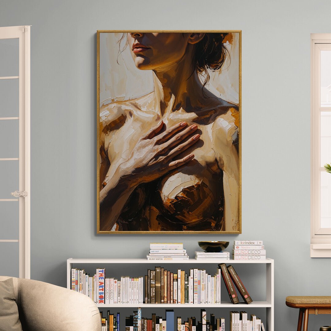 poster moderno nudo femminile minimal con texture materiche