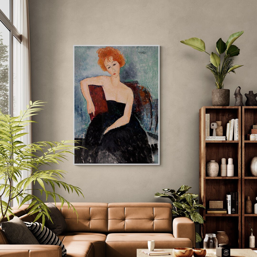 Rothaariges Mädchen im Abendkleid Amedeo Modigliani