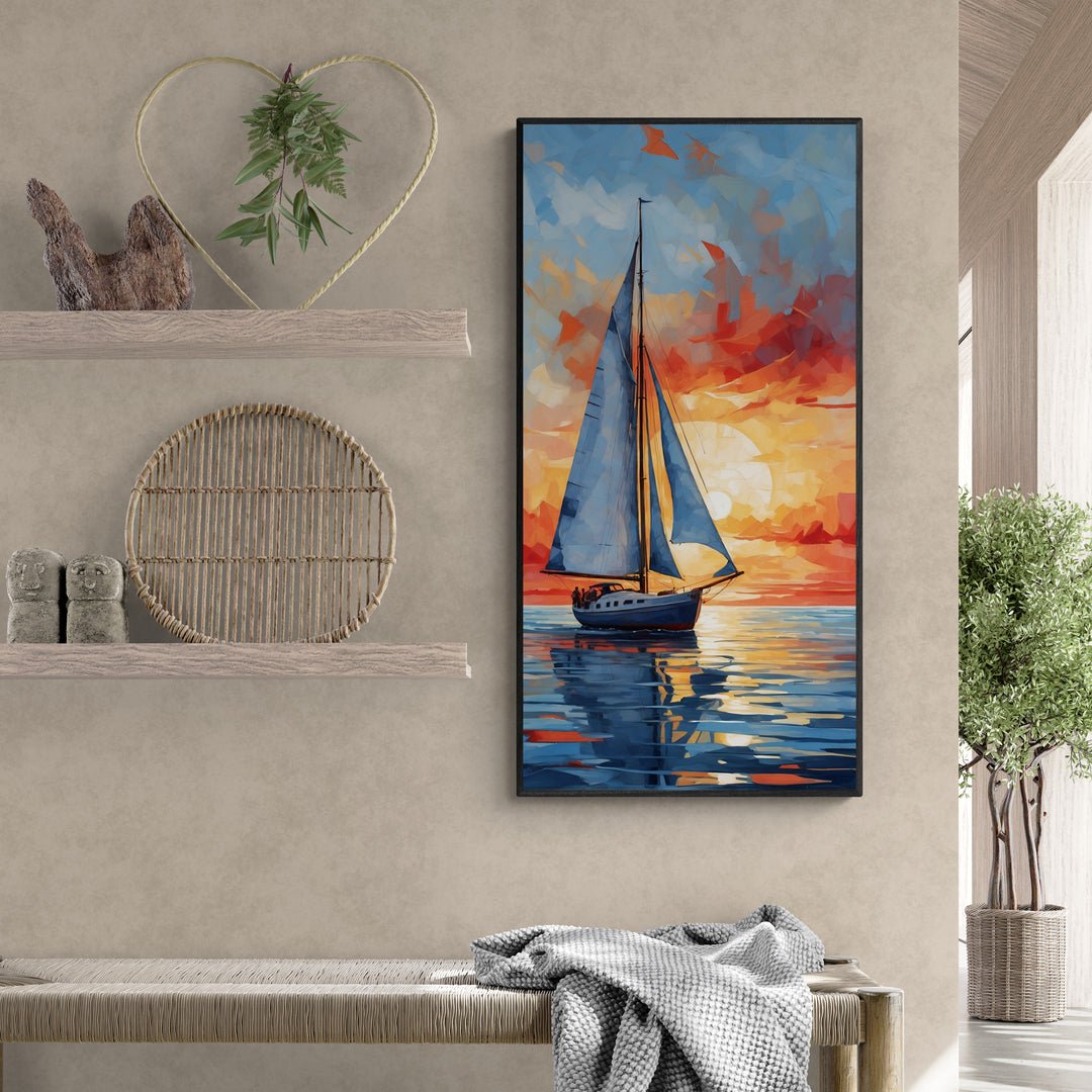 Dettaglio del quadro marino "Acque serene al tramonto"