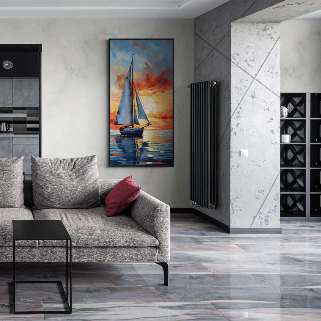 Decorazione parete con quadro "Acque serene al tramonto"