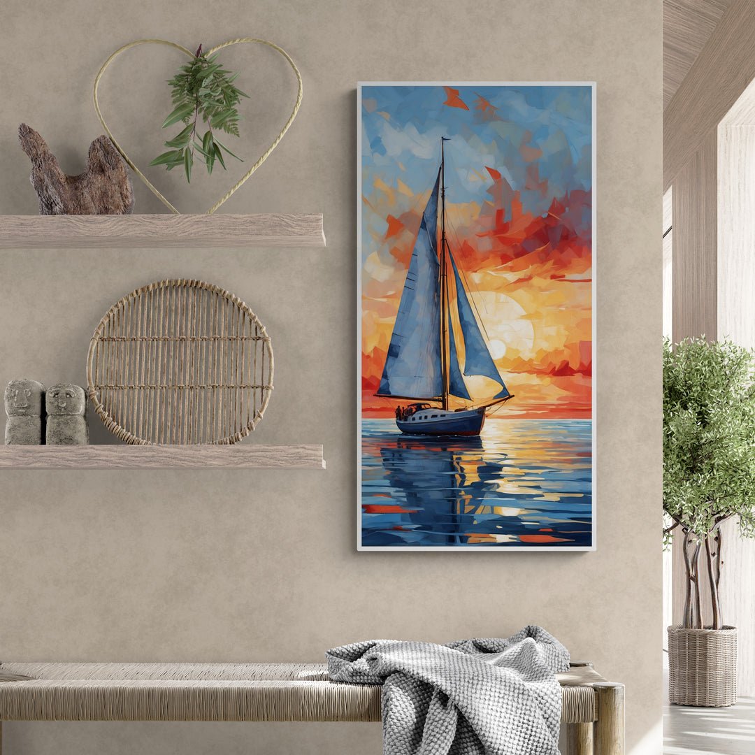 Quadro moderno con tramonto sul mare per soggiorno