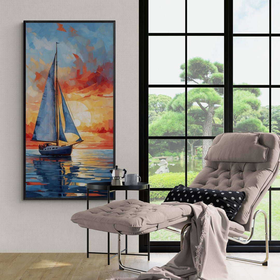 Stampa artistica su tela di un tramonto marino