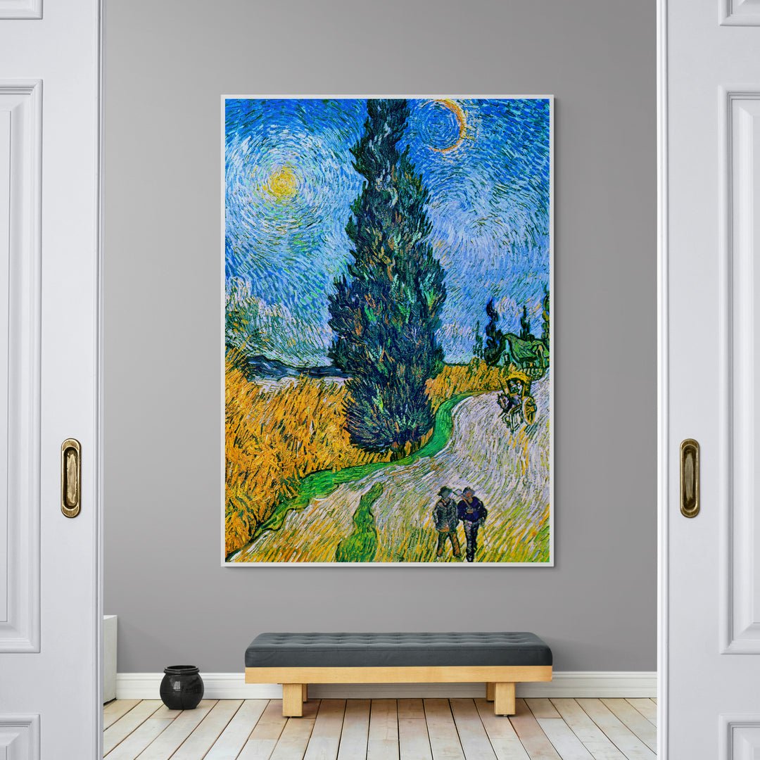 Vincent van Gogh Strada con cipressi e Stelle 1890