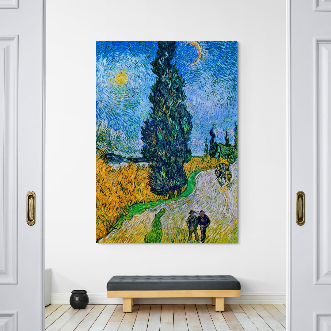 Vincent van Gogh Strada con cipressi e Stelle 1890