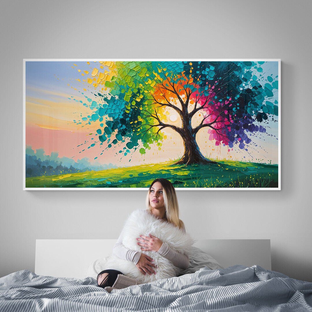 albero energetico su fondo pastello stampa astratta moderna su policotone