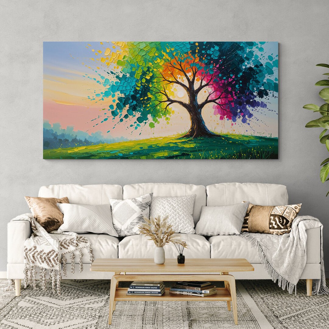 poster moderno albero della vita multicolore texture materiche