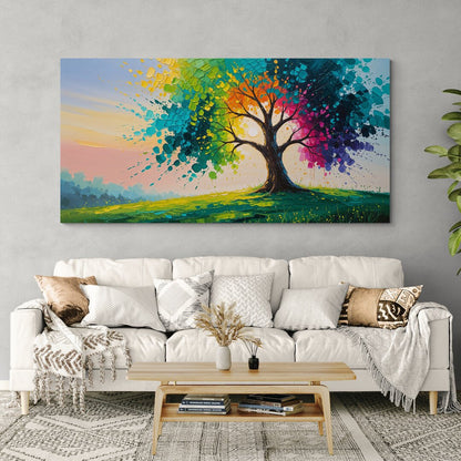 poster moderno albero della vita multicolore texture materiche
