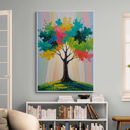albero radiante multicolore stampa astratta su policotone