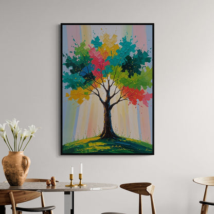 stampa artistica policotone albero contemporaneo colori vivaci