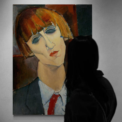poster modigliani ritratto femminile volto allungato e occhi chiusi