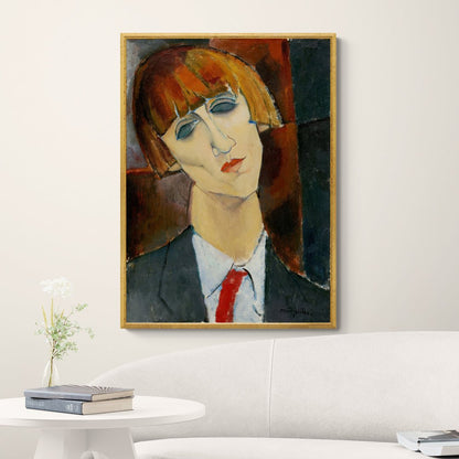 modigliani ritratto 1917 donna con camicia chiara e cravatta rossa wall art