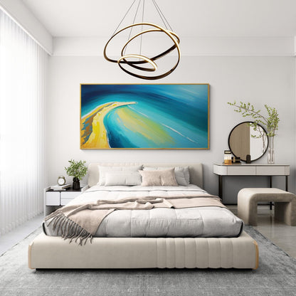 quadro panoramico costa dorata e mare turchese visto dall’alto