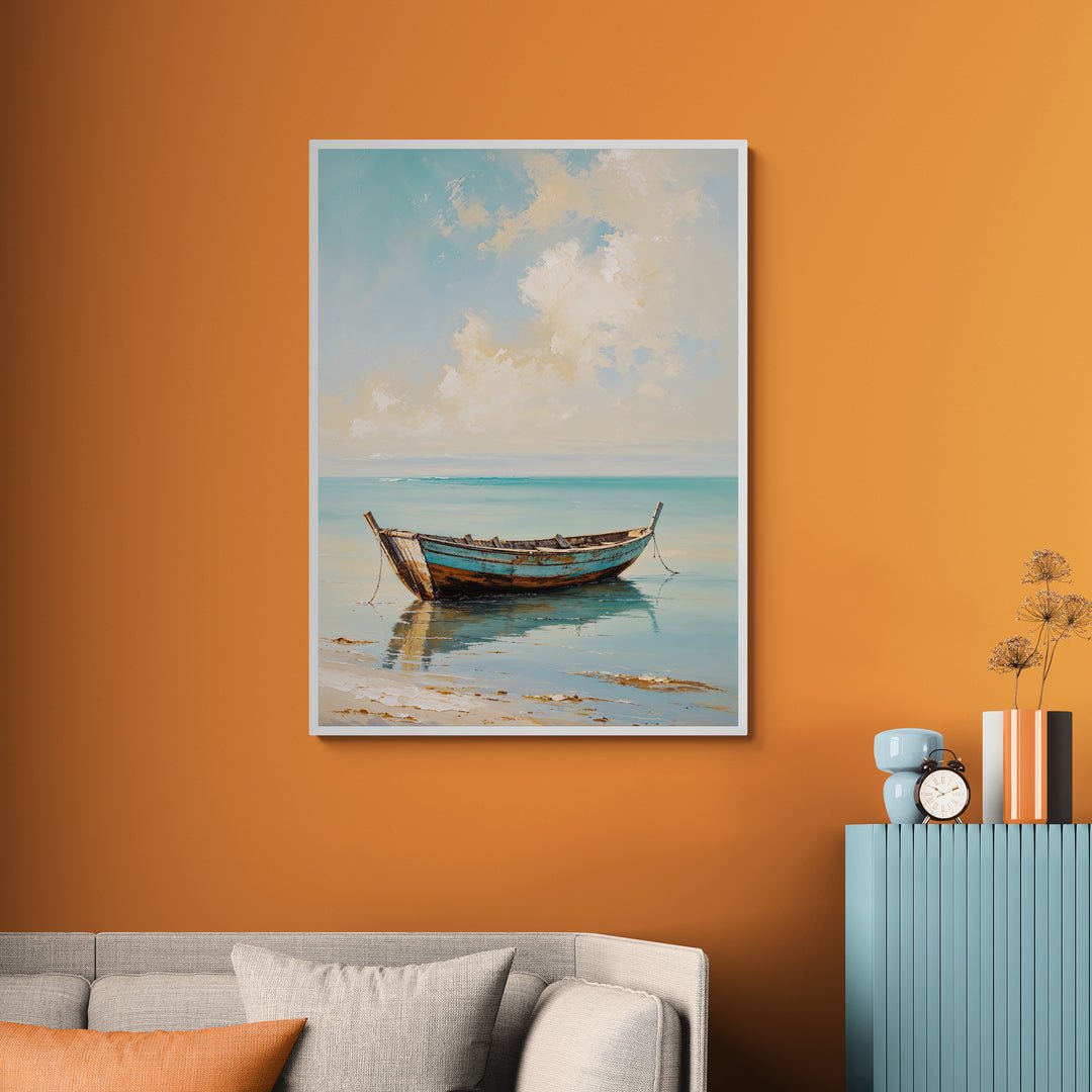 poster moderno mare con barca atmosfera rilassante per camera da letto