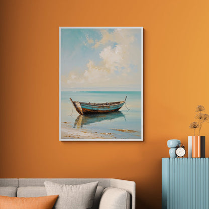 poster moderno mare con barca atmosfera rilassante per camera da letto