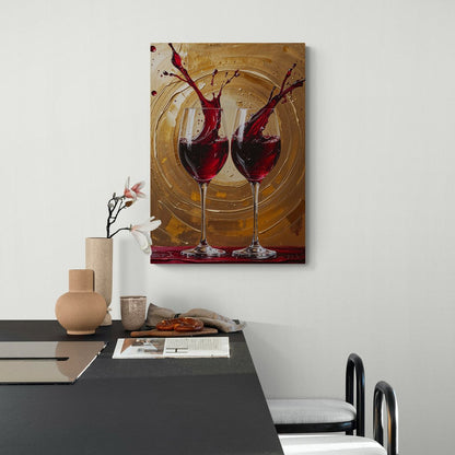 poster premium rosso rubino e texture dorate calici eleganti