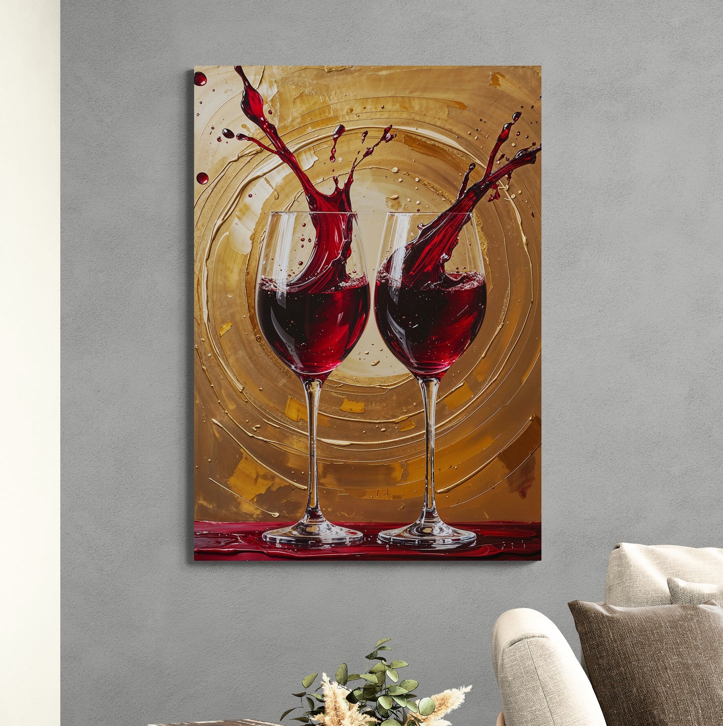 stampa murale alta qualità calici di vino rosso atmosfera conviviale