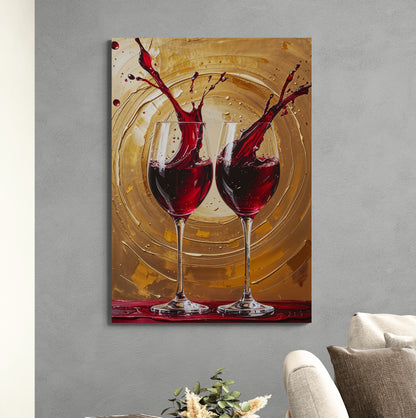 stampa murale alta qualità calici di vino rosso atmosfera conviviale