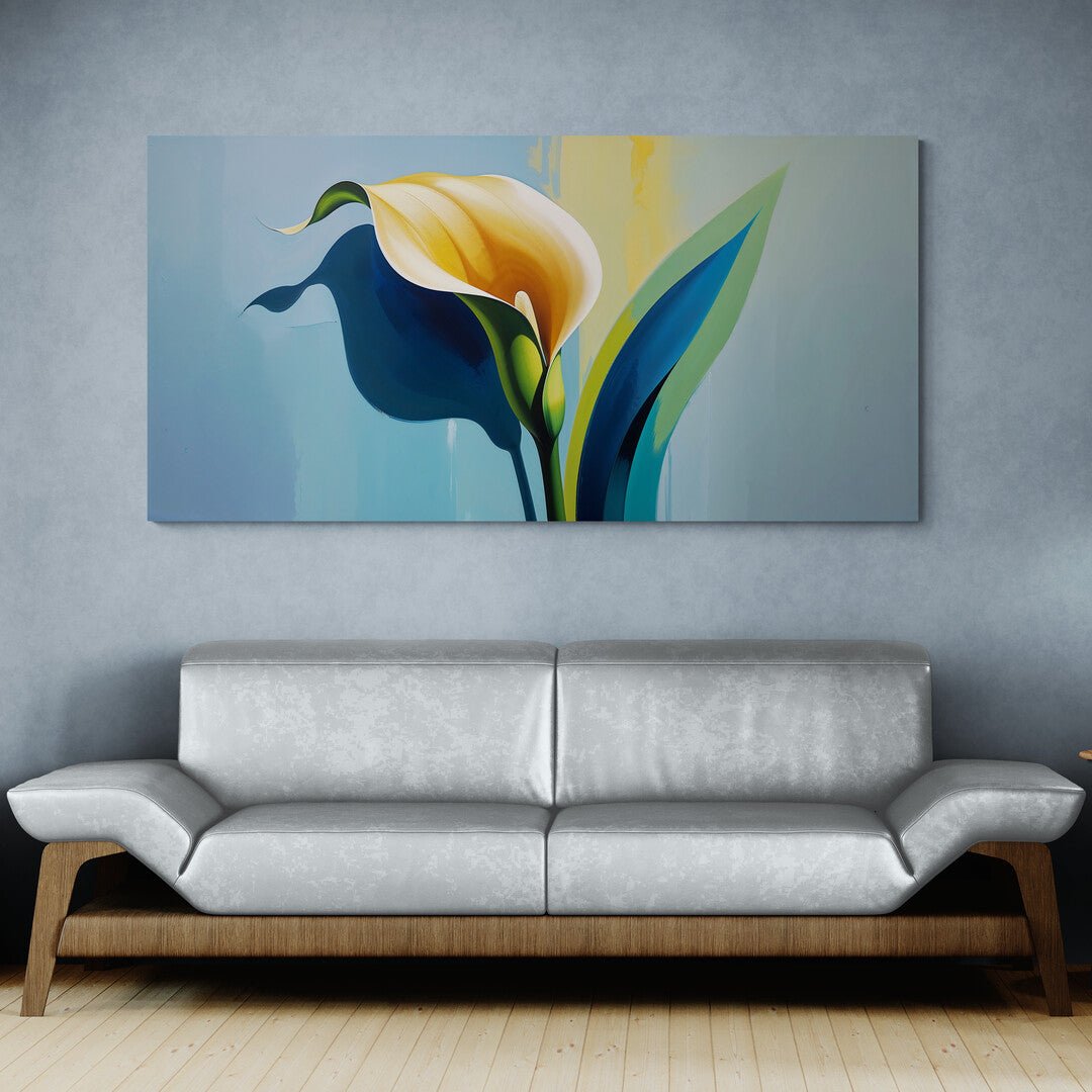 poster moderno calla minimal con pennellate setose e ombra