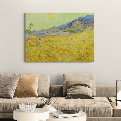Campo di grano con mietitore