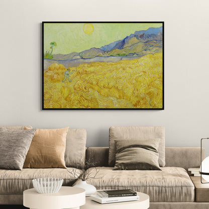 Campo di grano con mietitore