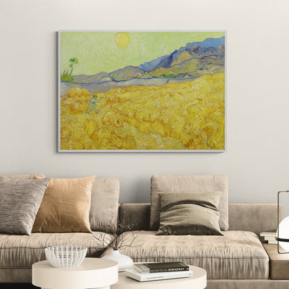 Campo di grano con mietitore