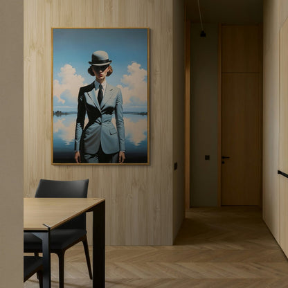 stampa artistica policotone donna elegante cielo con nuvole e riflessi sull’acqua