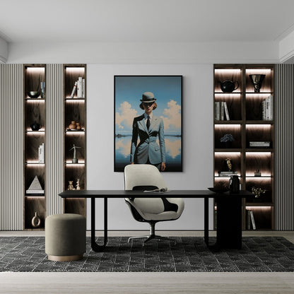 stampa su policotone elegante per salotto studio e ufficio stile magritte