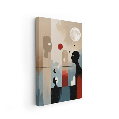 stampa su policotone arte surrealista geometrica con accenti rossi e neri