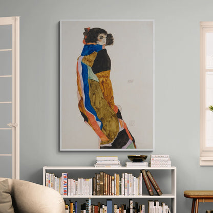 stampa murale premium schiele ritratto laterale colori pieni