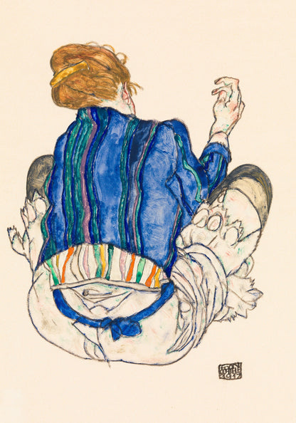egon schiele donna seduta di spalle 1917 riproduzione stampa su policotone