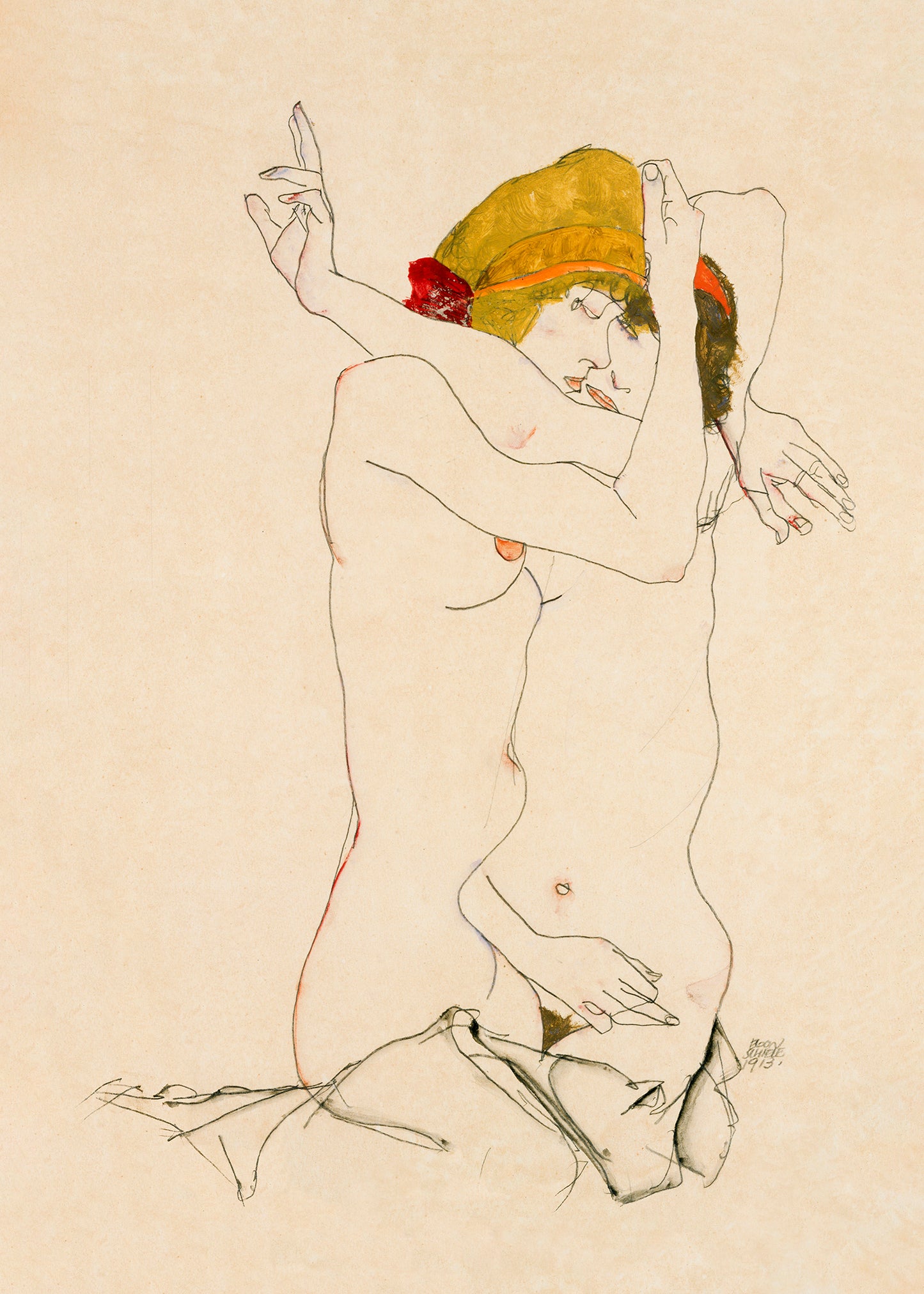 quadro su policotone egon schiele sensualità grafica toni naturali