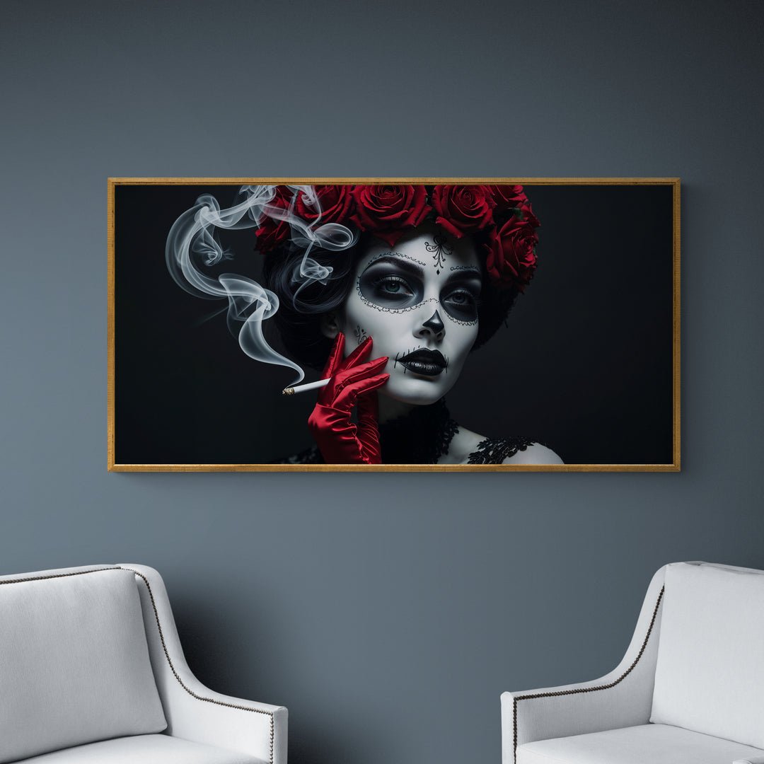 quadro contemporaneo con rose rosse su sfondo nero decorazione parete