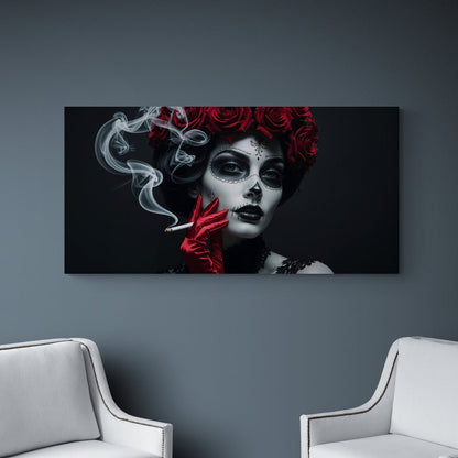 stampa su policotone ritratto artistico con dettagli occhi e fumo effetto cinematografico