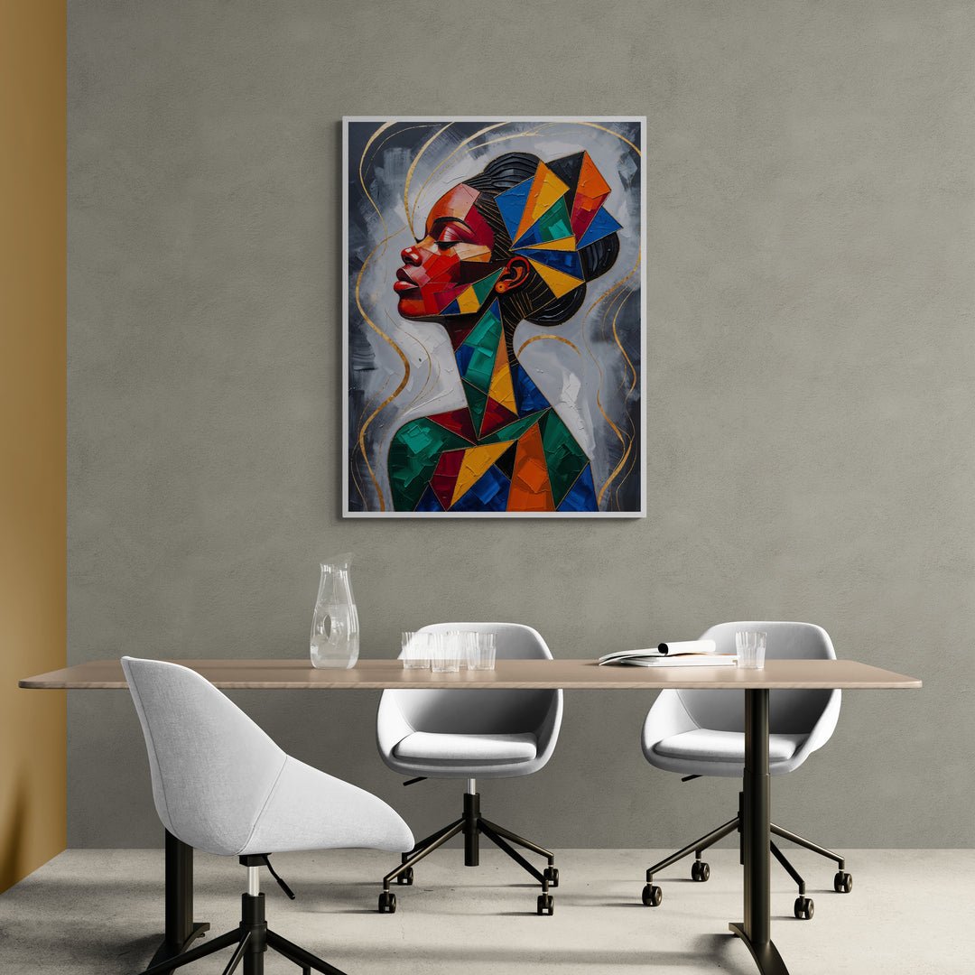 Opera d’arte moderna con colori accesi e texture