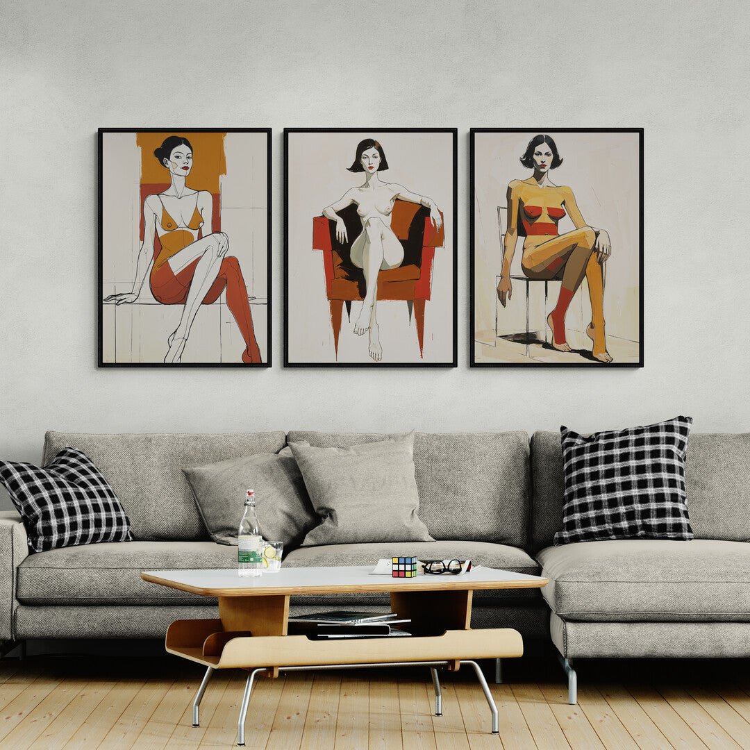 Serie artistica astratta dai toni caldi: rosso, ocra, beige