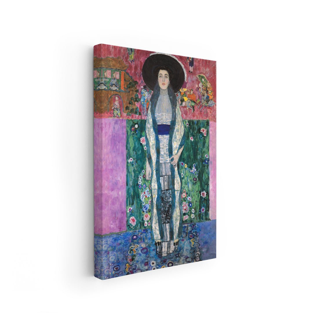 stampa artistica policotone klimt ritratto femminile elegante colori rosa e verde