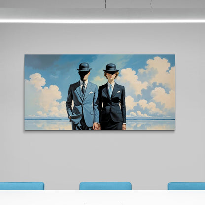 quadro surrealista ispirato a magritte con cielo e nuvole – stampa in vendita online