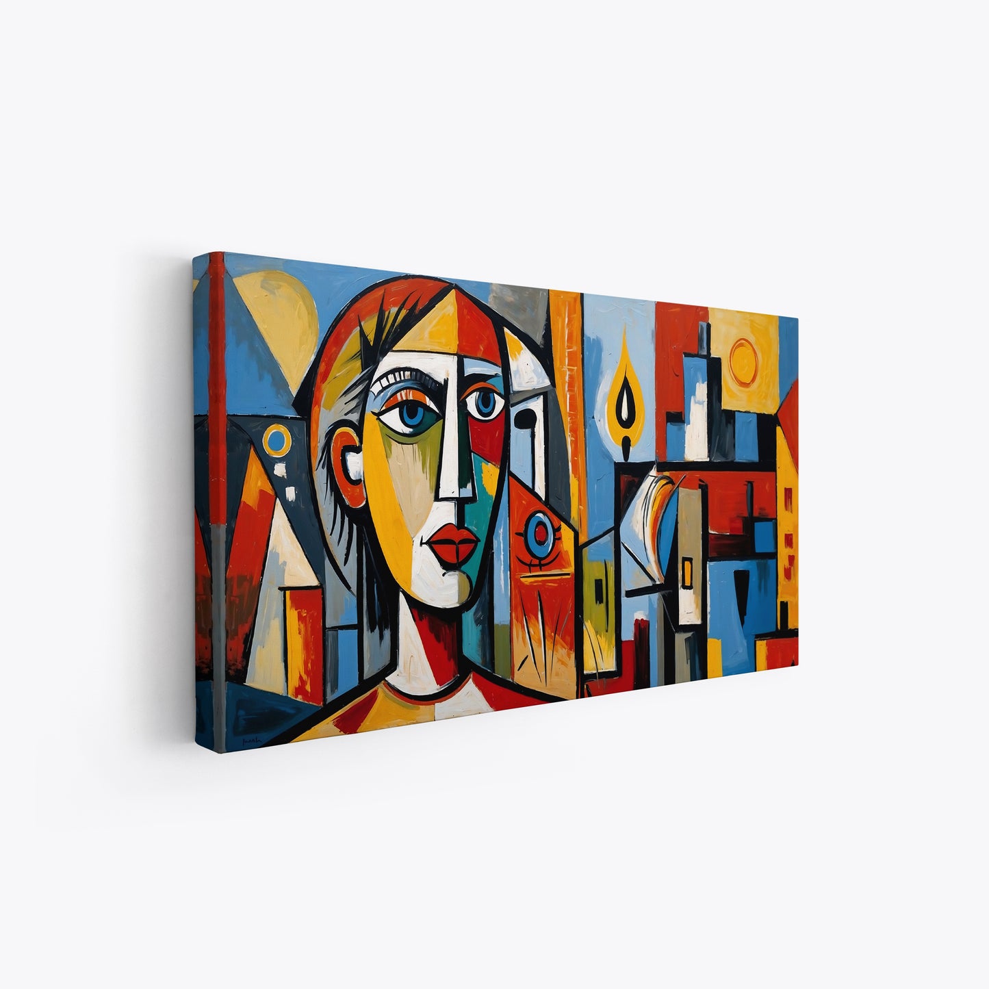 stampa murale premium cubismo moderno linee nette colori intensi