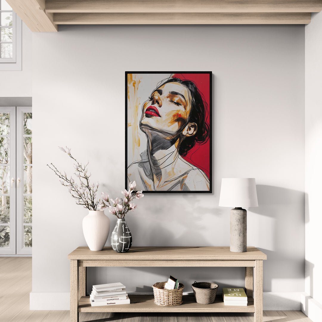 Opera d’arte figurativa contemporanea con tratti grafici marcati