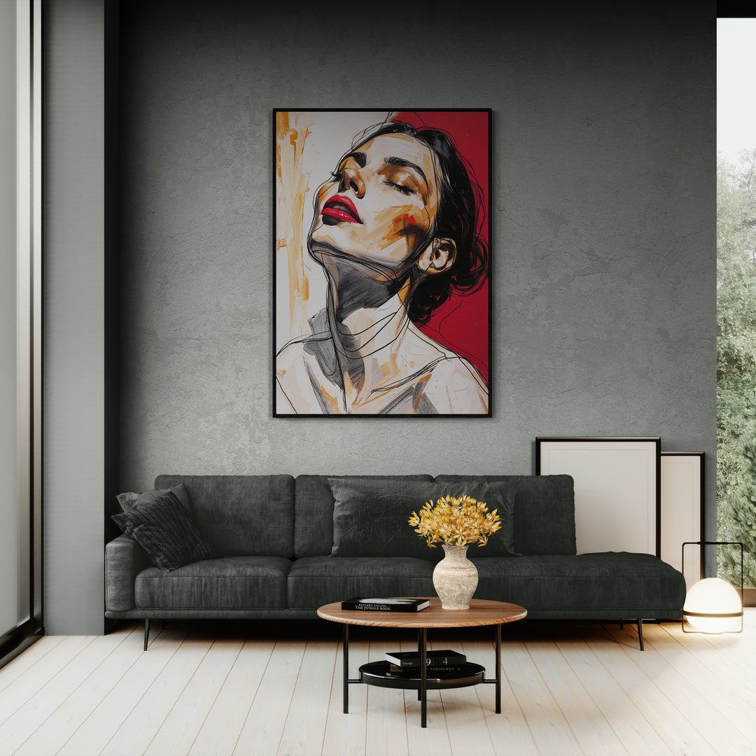 Dettaglio di volto femminile astratto in stile pittorico moderno